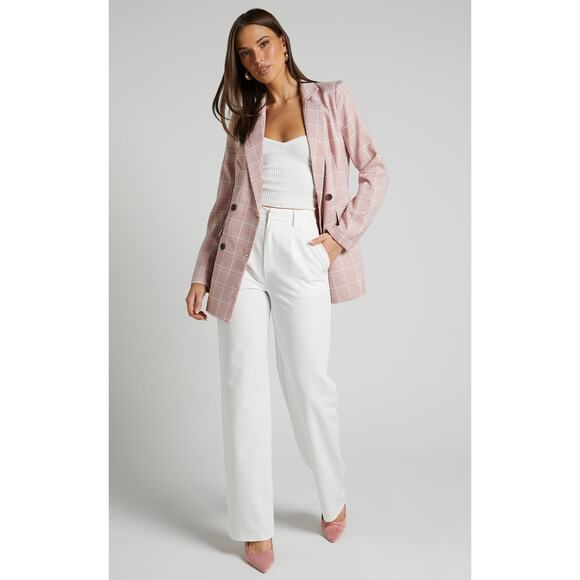 Showpo Pink Plaid Women's Blazer - Picture 3 of 11